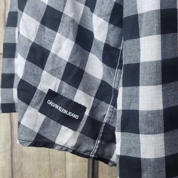 Calvin Klein Plaid Top Womens Sz S/P/CH Black White - Picture 5 of 8
